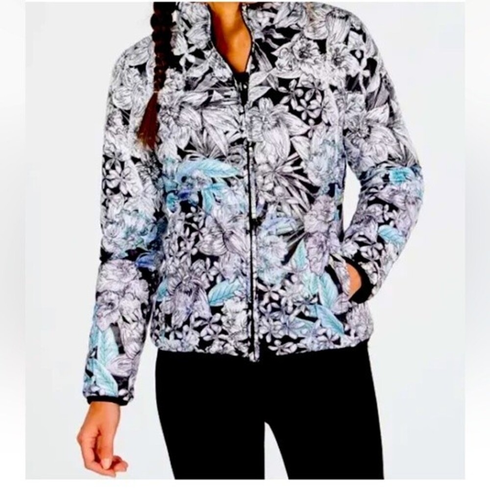 Calvin Klein Performance Women Reversible Black Or Floral Puffer Jacket …
